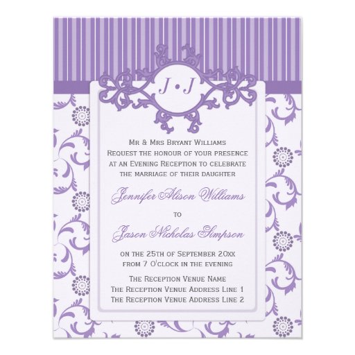 Evening Wedding Invitation in Lavender Pattern