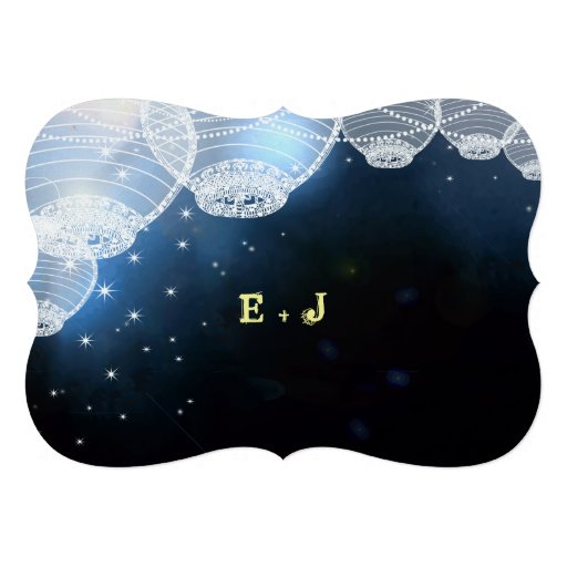 Evening Wedding Navy Paper Lantern Under the Stars Personalized Invitations
