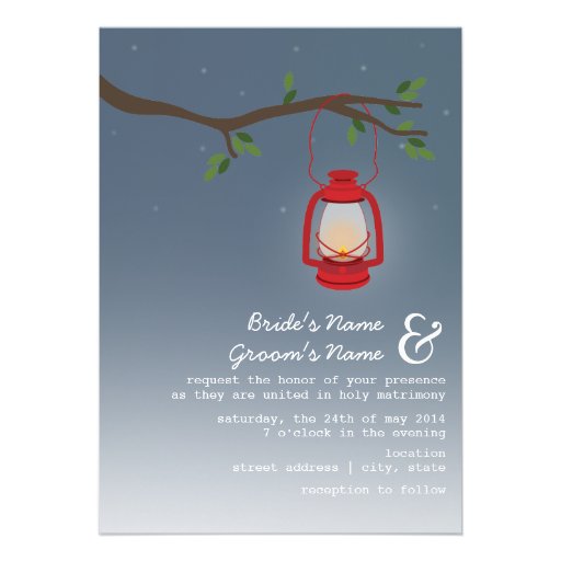 Evening Wedding - Red Oil Lantern Announcements
