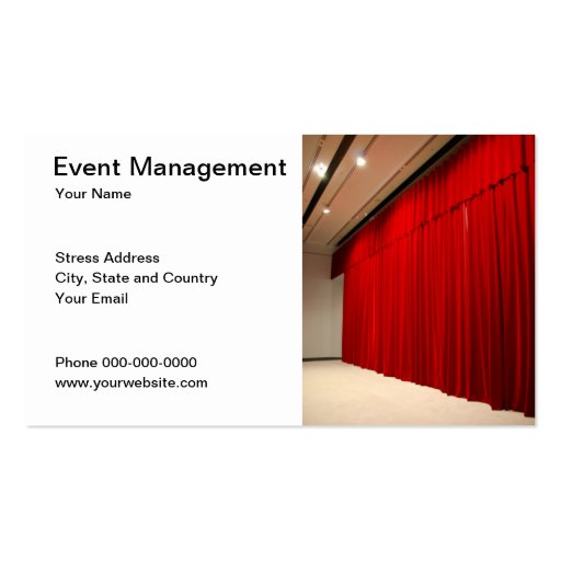 Event Management Business Card Business Card Template (front side)