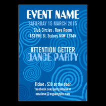 EVENT PARTY Blue Swirls Mini Flyers business cards