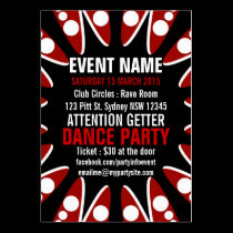 EVENT PARTY Red White Black Mini Flyers business cards