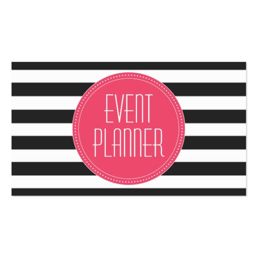 Event Planner Black and White Stripe Business Card