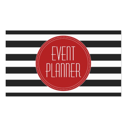 Event Planner Black and White Stripe Business Card