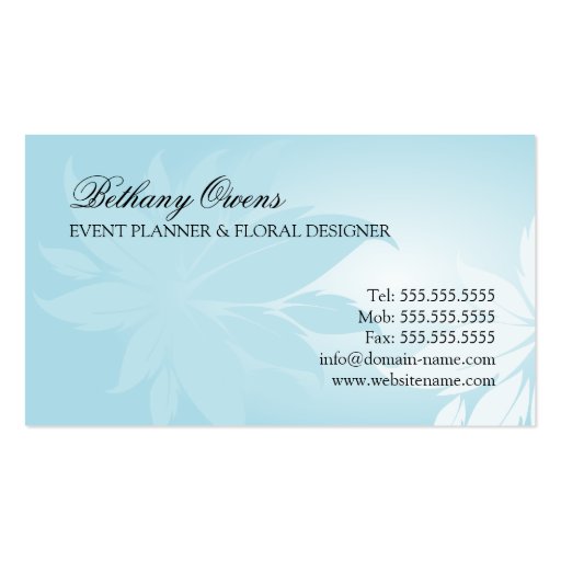 Event Planner Floral Designer Business Cards (back side)