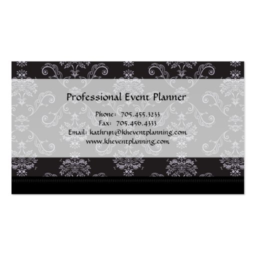 Event Planning Business Card (back side)