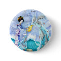 Eventide 2" Button, Geisha Dolphin Surreal Art by artbyamandarobbins Eventide 2" Button, Geisha Dolphin Surreal Art