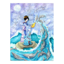 Eventide Fine Art Print Poster, Geisha Dolphin Art
