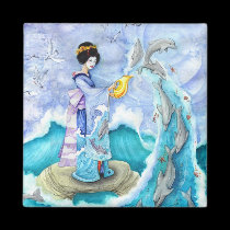 Eventide Magnet, Geisha Dolphin Surreal Art