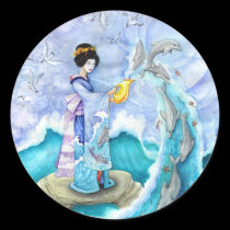 Eventide Sticker, Large, Geisha Dolphin Art