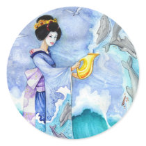 Eventide Sticker, Small, Geisha Dolphin Art by artbyamandarobbins Eventide Sticker, Small, Geisha Dolphin Art