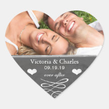Ever After Chalkboard Wedding Save the Date Seal Heart Stickers