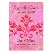 Ever After Pink Damask Save the Date Cards business cards by brandyinthesky Ever After Pink Damask Save the Date Cards business cards