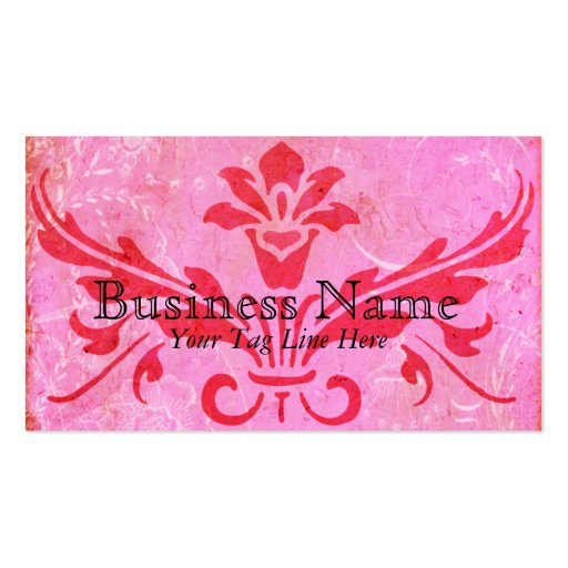Ever After Pink Damask & Toile Business Cards (front side)