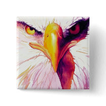 "Everette" Bald Eagle Watercolor buttons by PaulJacksonart "Everette" Bald Eagle Watercolor buttons