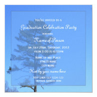 Evergreen tree photography blue graduation personalized invites