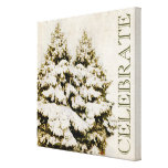 Evergreen Trees Christmas Celebrate Gallery Wrapped Canvas