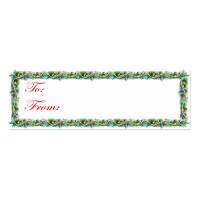 Evergreen Trimmed Christmas Tag Business Cards by FCM_Christmas