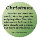 Everlasting Life Christmas John 3-16 Round Stickers