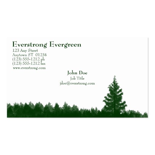 Everstrong Evergreen Business Card (front side)