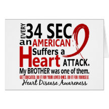 Every 34 Seconds Brother Heart Disease / Attack Greeting Card