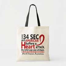 Every 34 Seconds Dad Heart Disease / Attack Tote Bags