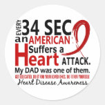Every 34 Seconds Dad Heart Disease / Attack Round Sticker