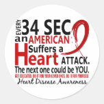 Every 34 Seconds Heart Disease / Attack Round Sticker