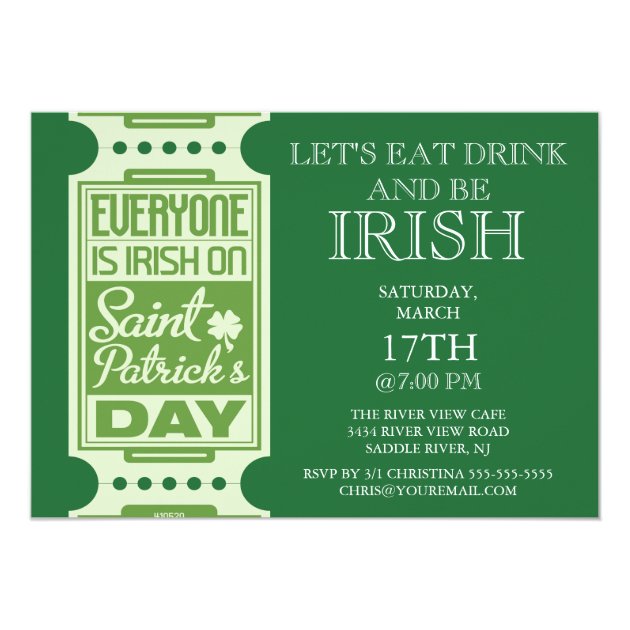 Every One is Irish St. Patrick's Day Party 5x7 Paper Invitation Card