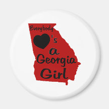 Everybody Loves a Georgia Girl Red and Black Refrigerator Magnet