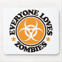Everyone Loves Zombies - Orange mousepads