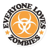 Everyone Loves Zombies - Orange stickers by visualnewbie Everyone Loves Zombies - Orange stickers