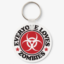 Everyone Loves Zombies - Red keychains by visualnewbie Everyone Loves Zombies - Red keychains