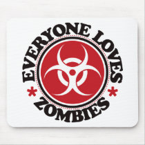 Everyone Loves Zombies - Red mousepads