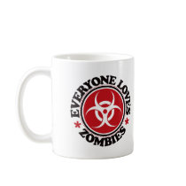 Everyone Loves Zombies - Red mugs by visualnewbie Everyone Loves Zombies - Red mugs
