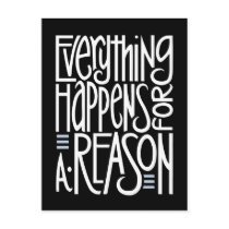 Everything Happens Black Postcard