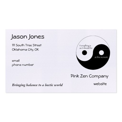 Everything Is As It Should Be Business Card Templates (front side)
