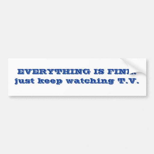 EVERYTHING IS FINE. just keep watching T.V. Bumper Stickers
