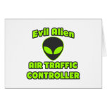 Evil Alien Air Traffic Controller Greeting Card
