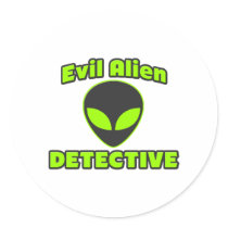 Evil Alien Detective Round Stickers