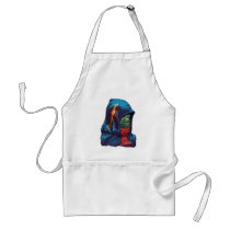 alien, aliens, al rio, evil, invaders, space, ugly, stars, abduction, hoodie, blue, red, green, gold, art, illustration, Apron with custom graphic design