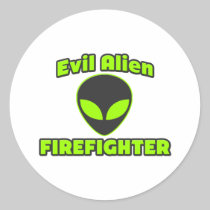 Evil Alien Firefighter Sticker