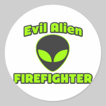 Evil Alien Firefighter Sticker