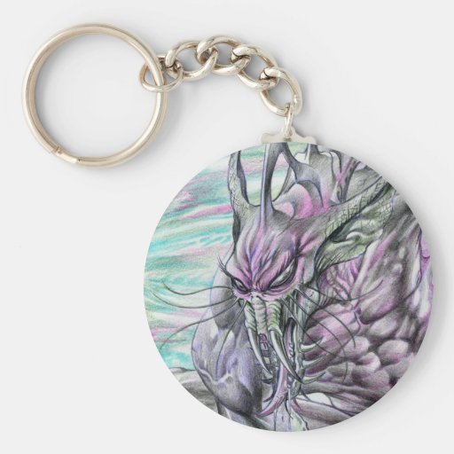 Evil Alien Monster Futuristic Sci-Fi by Al Rio Key Chain