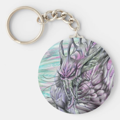 Evil Alien Monster Futuristic Sci-Fi by Al Rio Keychain