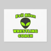 Evil Alien Wrestling Coach Post Cards