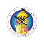 Evil Banana Peel Round Wallclocks