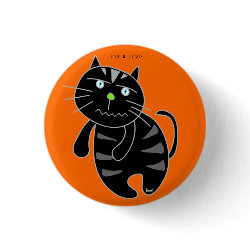 Evil Black Cat Halloween Button button