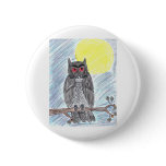 Evil Black Owl Buttons