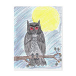 Evil Black Owl Postcard